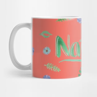 Brush Lettering Nature Green Leaves and Flowers Mug